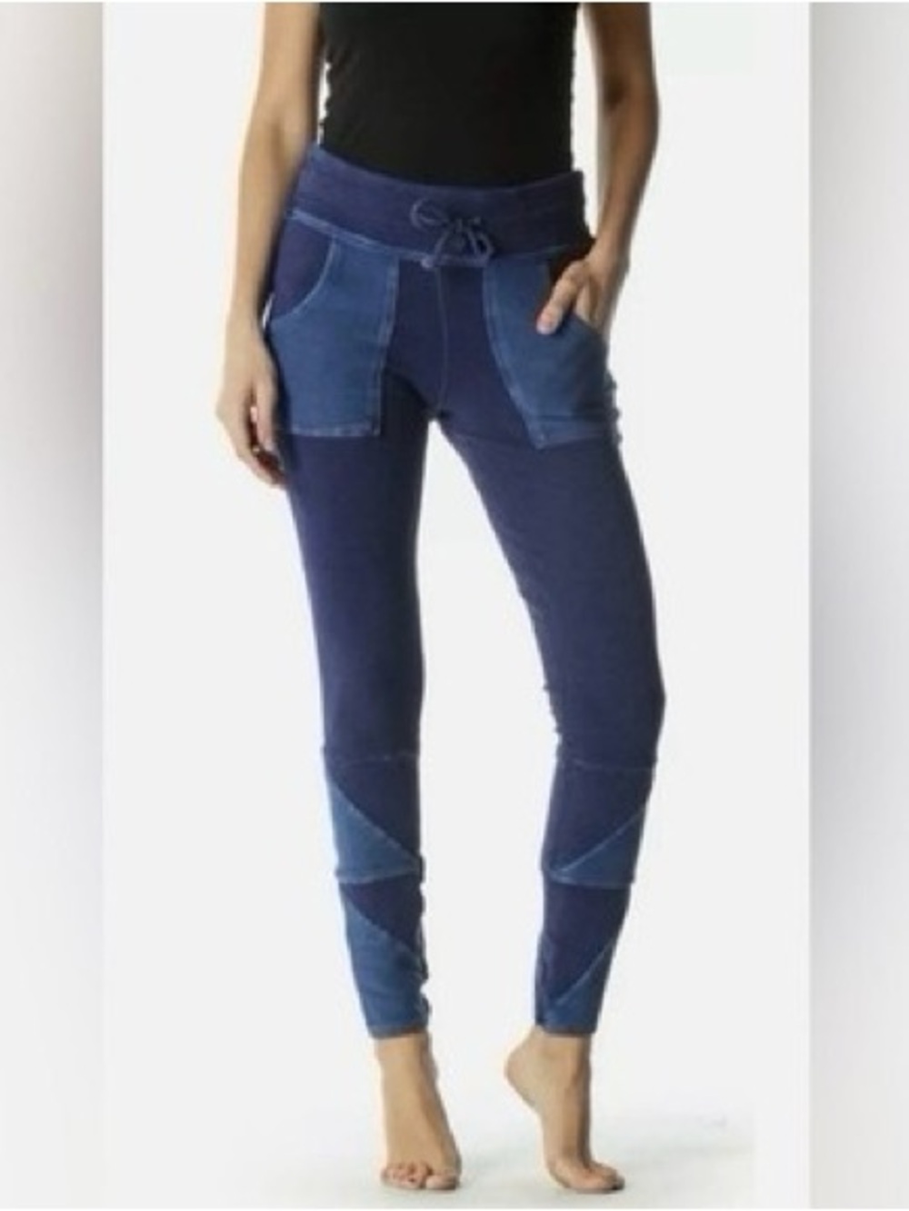 Free People Movement Kyoto Patchwork Leggings Navy Blue Size Medium